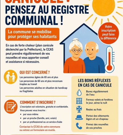 CANICULE : pensez au registre communal !
